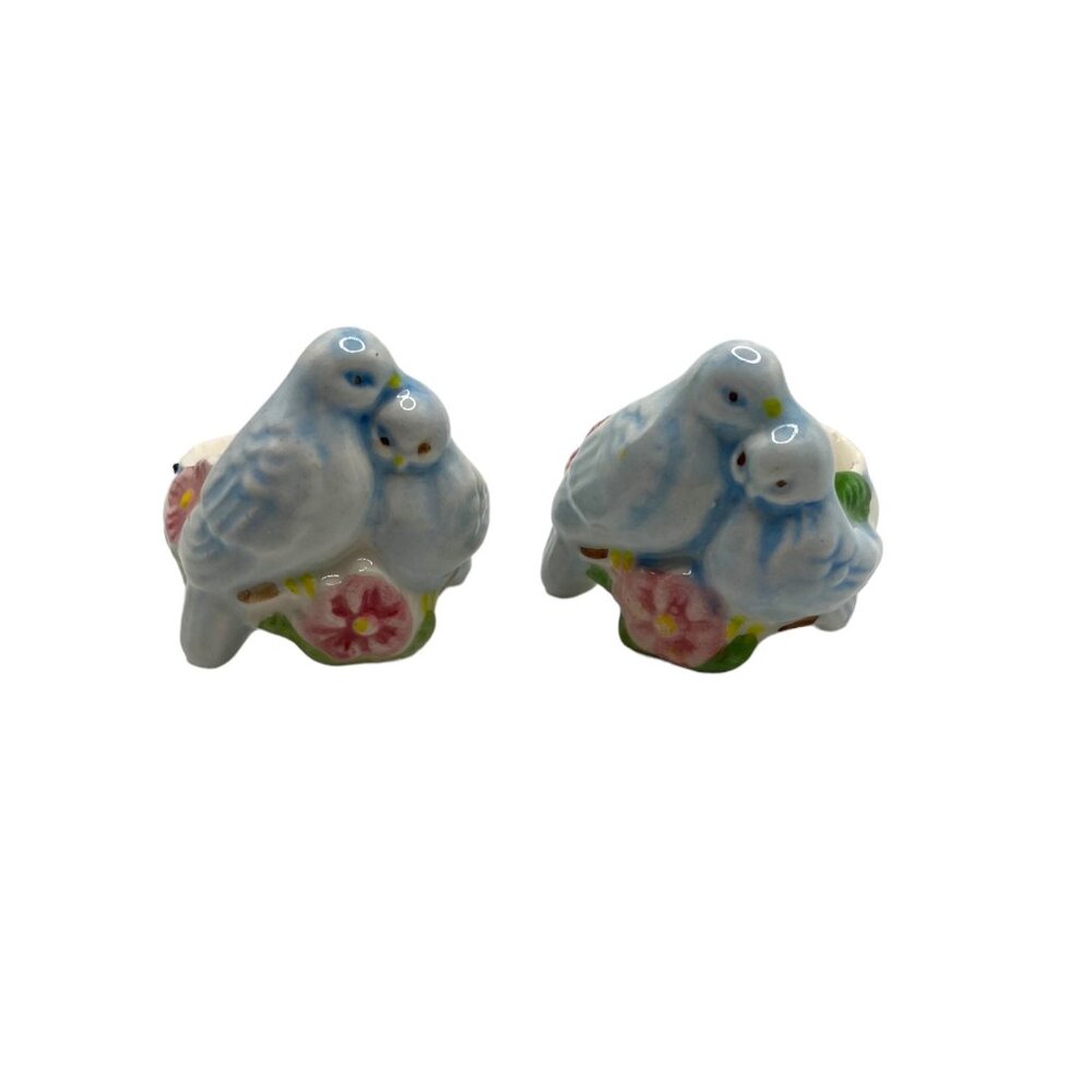 Vintage Avon 1983 Love Birds Taper Candle Holders Huggers Set/2 Ceramic Flowers